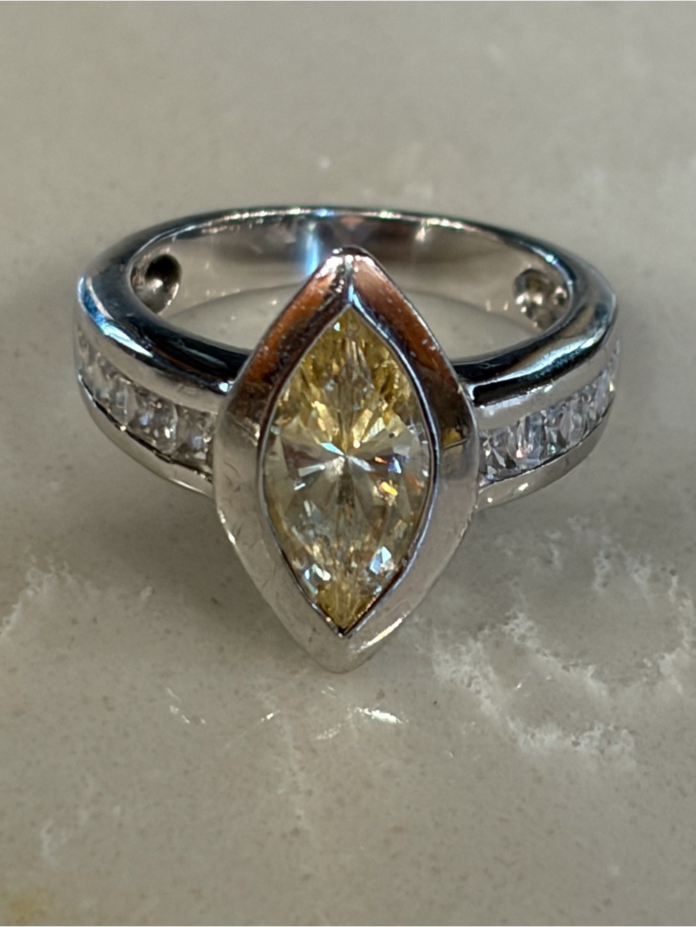 ADI Sterling Silver Citrine CZ Ring Size 4.75